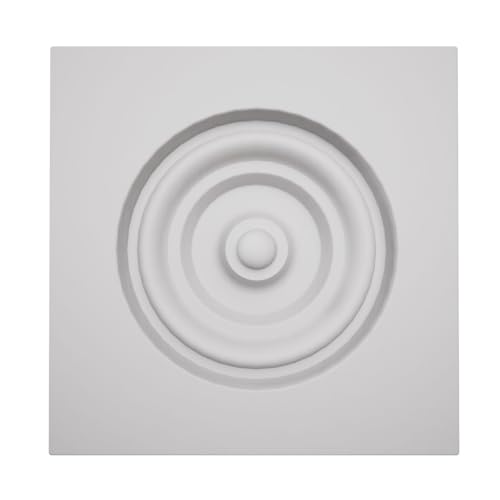 3 1/2"W x 3 1/2"H x 7/8"P Americraft Solid Paint Grade Wood Bullseye Rosette with Squared Edge, Primed Pine - color: Primed Fingerjoint Pine, size: 3.5-in. W x 3.5-in. H