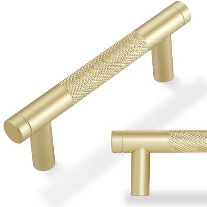 10 Pack 3 Inch Brushed Brass Kitchen Cabinet Handles - color: Brushed Brass, size: 3'' Hole Center(76mm)