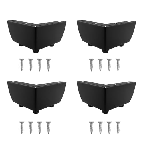 4PCS Black Metal Furniture Feet 2 Inch Heavy Furniture Replacement Feet Modern Furniture Legs with Screws for Cabinets Beds Sofas Dressing Table Legs, etc.