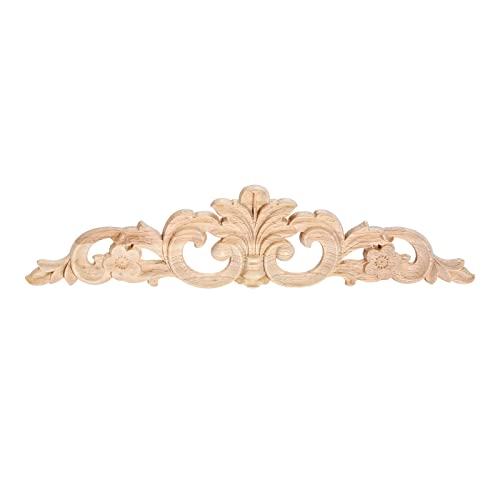 1Pc Wood Carved Appliques Long Wooden Carving Onlays Decals for Furniture - color: 1-Pack, size: 11.9 x 2.8 inches