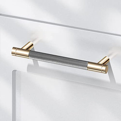 12 Pack 3 Inch 76 mm Barrel Cabinet Pulls Gold and Grey Cupboard Aluminum Handles Drawer Pull Cabinet Handles - color: Gold and Grey, size: 3 Inch