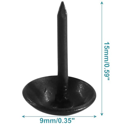 Piutouyar 200 Pcs Black Upholstery Tacks Antique Thumb Tacks, 9 x 15mm - size: 9x15mm