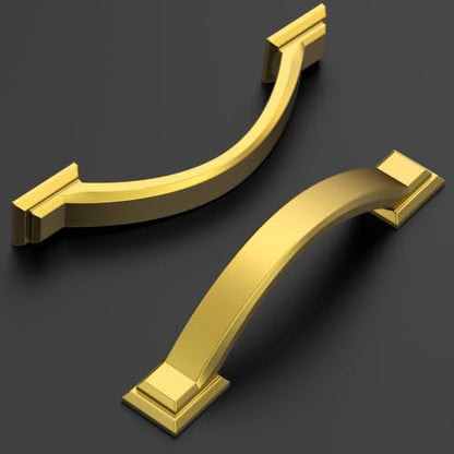 Amerdeco 3 in Brushed Modern Brass Solid Cabinet Pulls，10 Pack - color: Brushed Modern Brass, size: 3" hole center