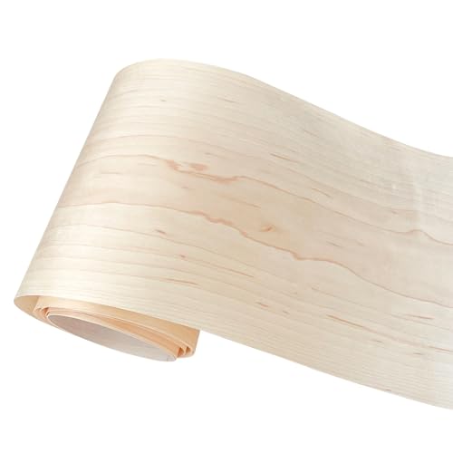 Natural Wood Veneer, Thin Veneer Sheets, Furniture/Boxes/Wooden Crafts Production and Renovation, Handmade DIY (Maple) - color: Maple / 8″ x 95″