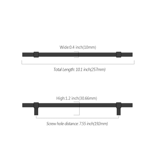 Asidrama 10 Pack 7.5 inch Matte Black Kitchen Cabinet Handles - color: Matte Black, size: 7.5" Hole Center(192mm)
