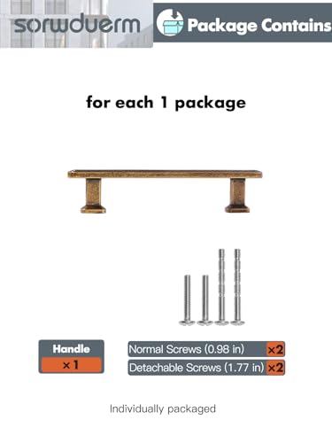 SORWDUREM 10 Pack 3.78 Inch(96mm) Antique Brass Cabinet Pulls Drawer Pulls Kitchen Hardware Cupboard Kitchen Hardware Cabinet Handles - color: Antique Brass, size: 3.78"(96mm) Hole Center