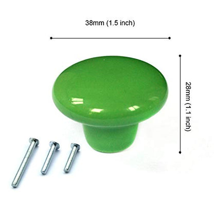HUAMULAN Ceramic Cabinet Mushroom Knobs Dresser Drawer Pull Handles 15PCS - color: Green