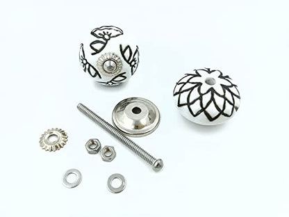 Set of 10 Ceramic Cabinet Colorful Knobs for Kitchen, Cabinet, Drawer, Wardrobe (Black and White) - color: Black and White