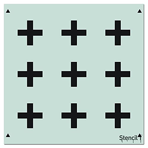 Stencil1 Plus Wallpaper Pattern Stencil 11" X 11" - Reusable Premium Quality Mylar Stencils for Painting Walls, Fabric, Furniture, Crafts, Decor - Allover Wallpaper Effects - 11" x 11” - color: Plus Wallpaper Pattern Stencil