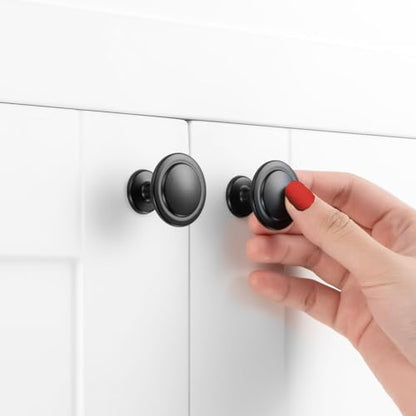 Matte Black Cabinet Knobs Round Kitchen Pulls 10 Pack 8222 - color: Matte Black, size: 1-1/4 Inches, style: 10 Pack Round Knob
