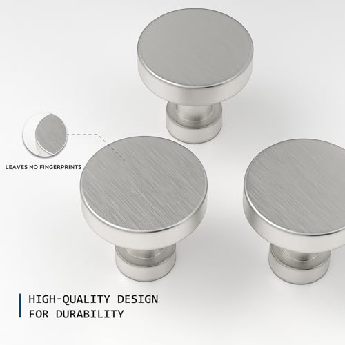 5 Pack Cabinet Knobs Brushed Nickel - Solid Drawer Knobs for Dresser, Modern Round Kitchen Cabinet Hardware - color: Brushed Nickel, size: 5 Pack