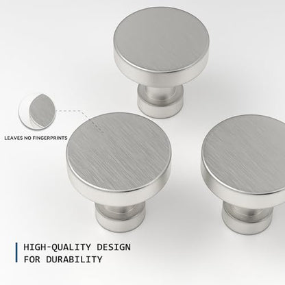10 Pack Cabinet Knobs Brushed Nickel Drawer Knobs Solid Dresser Knobs, Modern Kitchen Cabinet Knobs Round Nickel Knobs for Dresser Drawers - color: Brushed Nickel, size: 10 Pack