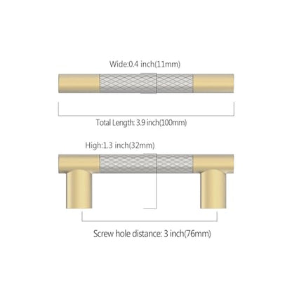Gold & Nickel Knurled Cabinet Handles Kitchen Pulls 3 Inch 10 Pack - color: Gold and Nickel, size: 3" Hole Center