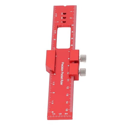 6 Inch Woodworking Ruler Adjustable Sliding Stop Aluminum Alloy Pocket Ruler for Marking Locating Measuring