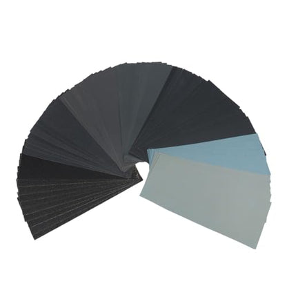 60Pcs of 9x3.6 Inch 8 Grit Mixed Packing Wet and Dry Sandpaper, Woodworking Furniture/Automobiles/Metal/Lacquer Polishing Sanding Sheets, 120/320/600/1000/1500/2000/5000/10000 Grit - style: Mix 120-10000 Grit