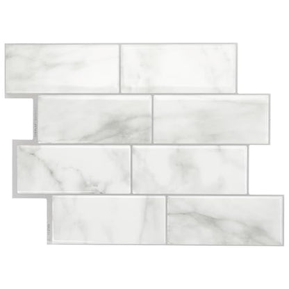 Smart Tiles Peel and Stick backsplash, Subway Carrara Marble, 11.55"x8.38" - color: Carrara Marble