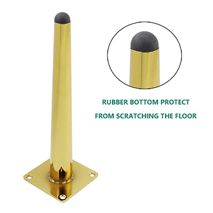 4 Pack Furniture Legs, Round Tapered Furniture Feet, Heavy Duty Metal Foot for Sofa Cabinet Cupboard Bar Bed Table Chair Couch Ottoman Dresser Desk Home DIY Projects (15cm/6" Height, Gold) - color: Gold, size: 15cm/6" Height