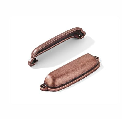 khtumeware 10 Pack Antique Copper Cup Pulls 3-1/2 Inch Center to Center - Cabinet & Drawer Handles for Kitchen Hardware - color: Antique Copper, size: 3-1/2"(89mm) Hole Center