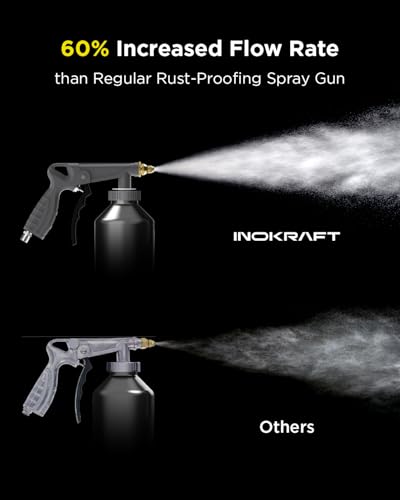 InoKraft Rust Proofing Spray Gun, Bedliner Gun with Adjustable Nozzle and Pressure Regulator, for Truck Bed Liner Coating, Rubberized Undercoat, Suitable for Raptor Tintable Urethane Spray-On - size: Thread Model