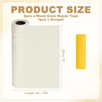 HARFINGTON Wood Grain Repair Tape 8" x16ft Self-Adhesive Repair Patch - color: Beige Wood, size: 8" x 16ft