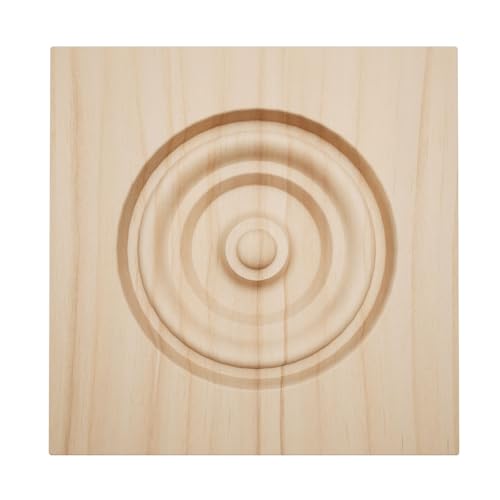 3 1/2" W x 3 1/2" H x 7/8" P Americraft Solid Hardwood Stain Grade Bullseye Rosette with Squared Edge, Alder - color: Alder, size: 3.5-in. W x 3.5-in. H