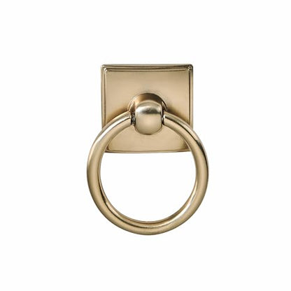 khtumeware 2-Pack 1.9 Inch Ring Satin Brass Cabinet Knobs - Brushed Brass Backplate for Drawer knobs for Dresser, Kitchen Cabinets - Durable Zinc Alloy Hardware. - color: Brushed Brass