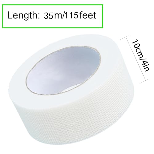 Drywall Joint Tape (4''x 115 Ft) Drywall Joint Self Adhesive Tape，Self-Adhesive Fiberglass Drywall Mesh Tape Heavy-Duty Self-Adhesive Fiberglass Wall Crack and Seam Patch.