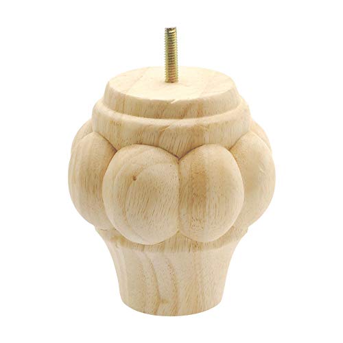 Designer's Edge Millwork Architectural Products by Outwater BUN330-UN 5 in. x 4-1/2 in. Unfinished Solid Hardwood Round Sofa Leg 4 Pack with 4 Free Insert Nuts and Drill Bit