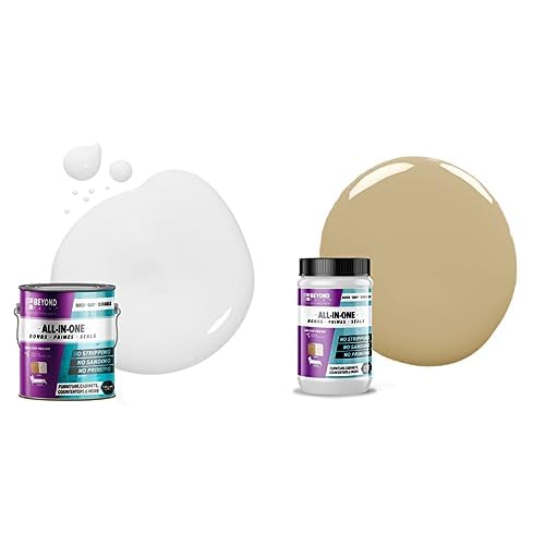 Beyond Paint All-In-One Refinishing Paint Custom Color Mixing Bundle, Includes (1) Gallon of Bright White and (1) Quart of Linen
