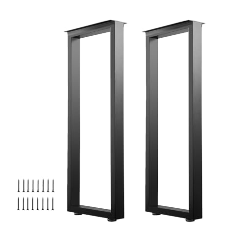 ALLCOS 40 Inch Metal Bar Table Legs, Heavy Duty Dining Table Leg with Adjustment Feet Furniture Legs, Black, Set of 2 - size: 40 Inch