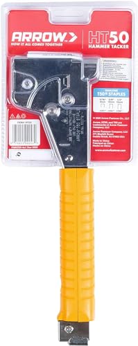 Arrow HT50 Heavy Duty Hammer Tacker, Chromed-Steel Manual Stapler with Sure-Grip Handle, Dual-Capacity Rear-Load Magazine, Fits 5/16”, 3/8", or 1/2" Staples (Pack of 4) - size: (4-Pack)