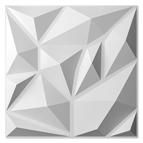 Art3d 20 Pack Decorative 3D Wall Panels for Interior Wall Decor Living Room, 11.8"x11.8" Cover 19 Sq.Feet White PVC Panels for Bedroom TV Background Gaming Room Decor - color: Frost White, size: 11.8"x11.8"