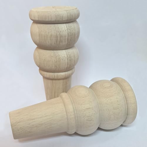 Unfinished Wood Furniture Legs, 6 Inch Decorative Sofa Cabinet Legs with Mounting Plates, Natural Wooden Replacement Feet, Set of 4 (6 Inch)
