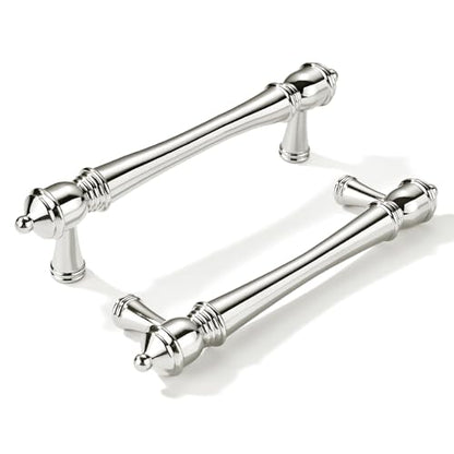 khtumeware 2 Pack 3 inch(76mm) Hole Center Virbant Polished Nickel Cabinet Pulls Heavy-Duty Solid Cabinet Hardware Drawer Pulls Hardware Suitable for Kitchens bathrooms and Dressing Tables - color: Polished Nickel, size: 3inch(76mm) hole center
