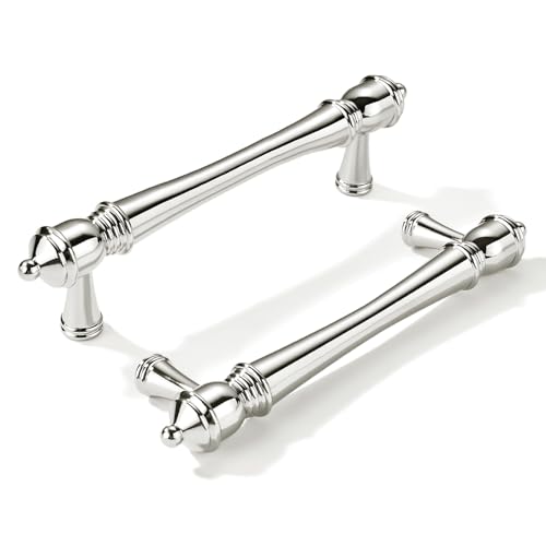 khtumeware 10 Pack 3 inch(76mm) Hole Center Virbant Polished Nickel Cabinet Pulls Heavy-Duty Solid Cabinet Hardware Drawer Pulls Hardware Suitable for Kitchens bathrooms and Dressing Tables - color: Polished Nickel, size: 3inch(76mm) hole center