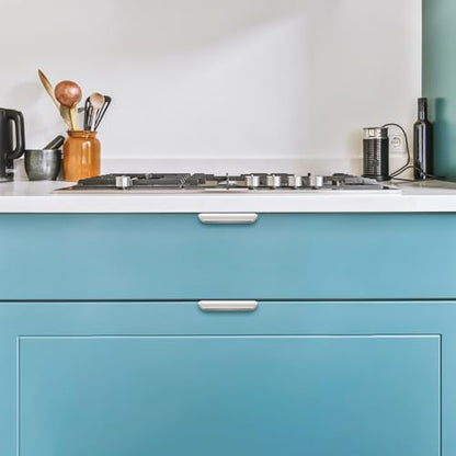 Brushed Nickel Cabinet Handles Finger Edge Pulls 3.15 Inch CC 10 Pack - color: Silver, size: 80mm/3.15" Overall Length