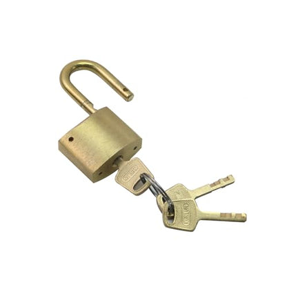 Retro Heavy Duty Padlock, Brass Gold Door Lock with Hasp and Keys - size: Light Brass Hasp+Padlock