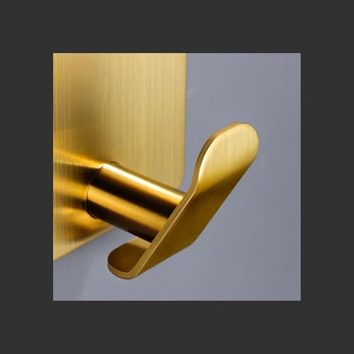 DELITON Adhesive Hooks - 4 Pack Gold Towel Hooks for Hanging Coat/Robe, Heavy Duty Stick on Wall for Bathroom and Kitchen - color: Gold