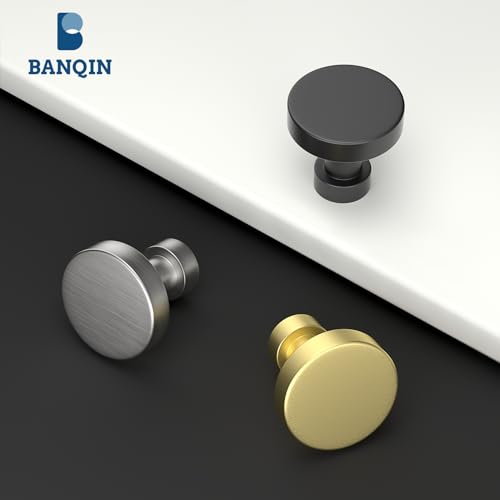 5 Pack Cabinet Knobs Brushed Nickel - Solid Drawer Knobs for Dresser, Modern Round Kitchen Cabinet Hardware - color: Brushed Nickel, size: 5 Pack