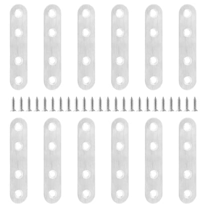 Jiozermi 12 Pcs Straight Brace, 3" x 0.7", Stainless Steel Silver - size: Silver, 3” x 0.7”, 12 Pcs