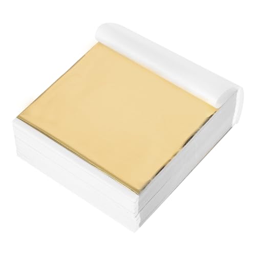 MECCANIXITY 1000 Pcs Gold Leaf Sheets 5.5" x 5.5" Imitation Gold Foil Sheets for Crafts,Picture Frames,Sculpture,Nails and DIY Arts Decoration,Gold - color: Gold