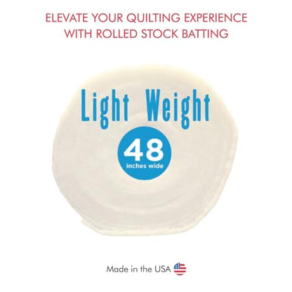 Poly-Fil Light-Weight Quilt Batting, Quilt Batting for Machine Quilting, Polyester Roll with Fuller Appearance, Tied Quilts, Comforters, 2"–4" Stitch Spacing Range, White, 48-Inch X 45 Yards, 1 Roll