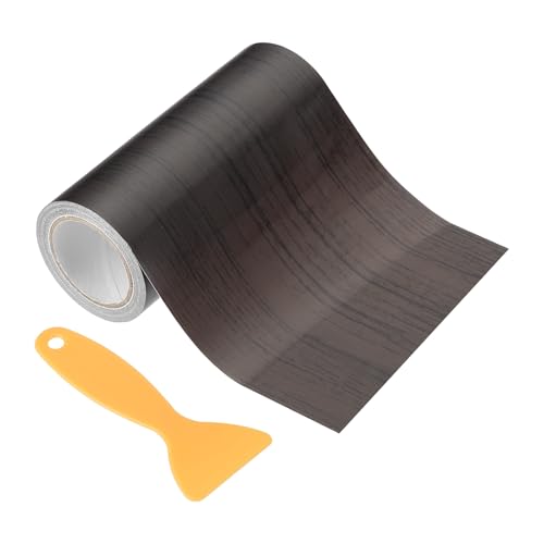 PATIKIL 6" X30' Self-Adhesive Wood Grain Repair Tape with Scraper Black Wood Grain