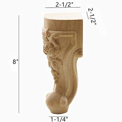 WEICHUAN Solid Wood Replacement Furniture Sofa Couch Legs 8 inch Set of 4 - size: 8"