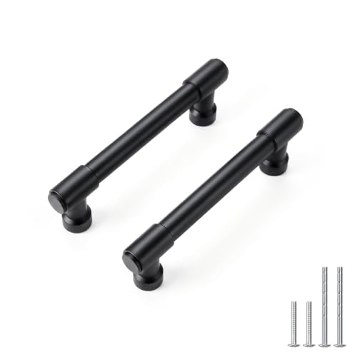 Goldenwarm 10 Pack 3 Inch Black Cabinet Pulls Modern Kitchen & Bathroom Hardware Heavy Duty Zinc Alloy Drawer Handles with Complete Screw Kit Consistent Finish for Whole-Home Renovations - color: Matte Black, size: 3 Inches Hole Center