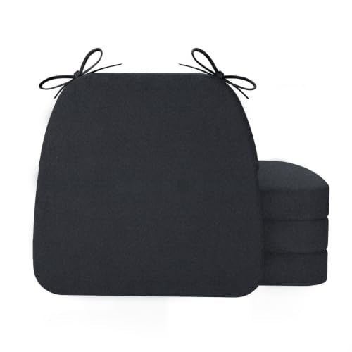 AAAAAcessories Chair Cushions for Dining Chairs, 17 x 16 x 2 in, Set of 4 - color: Black, size: 4 Pack