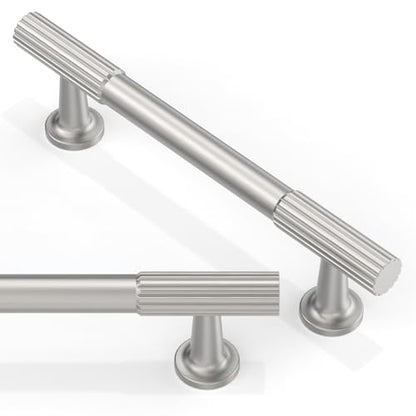10 Pack Brushed Satin Nickel Cabinet Pulls 4 Inch(102mm) Kitchen Cabinet Handles Solid Zinc Alloy Cabinet Hardware Drawer Pulls - color: Brushed Satin Nickel, size: 4" Hole Center