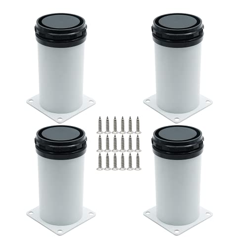 Set of 4 Adjustable Stainless Steel Furniture Legs 6 Inch White - color: White, size: 6 inch