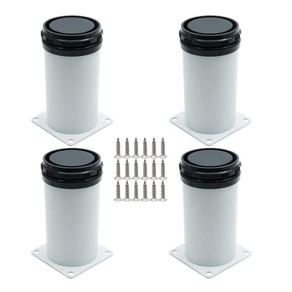 Set of 4 Adjustable Stainless Steel Furniture Legs 6 Inch White - color: White, size: 6 inch