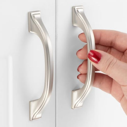 3 in Brushed Nickel Cabinet Pulls Arch Drawer Handles 10 Pack P2409 - color: Brushed Nickel, size: 3" Hole Centers-10 Pcs